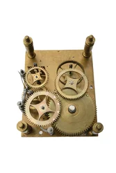 Das Uhrwerk einer Tischuhr, mit entfernter Rückplatte, ca. 1660